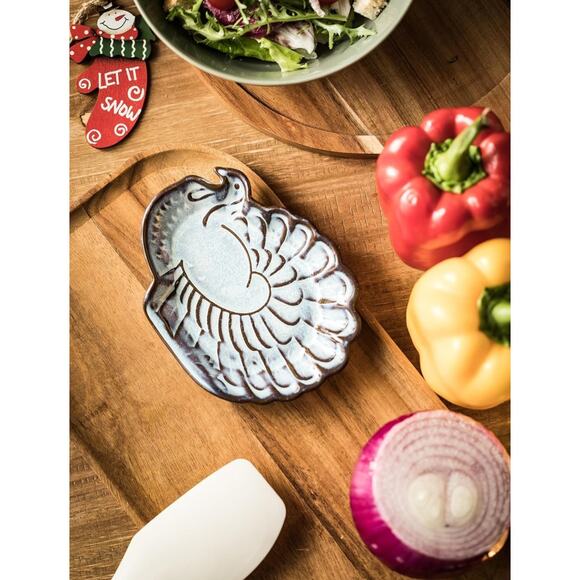Ceramic Turkey Spoon Rest | Thanksgiving Kitchen Decor | 5.75" Utensil Holder - Picture 1 of 4